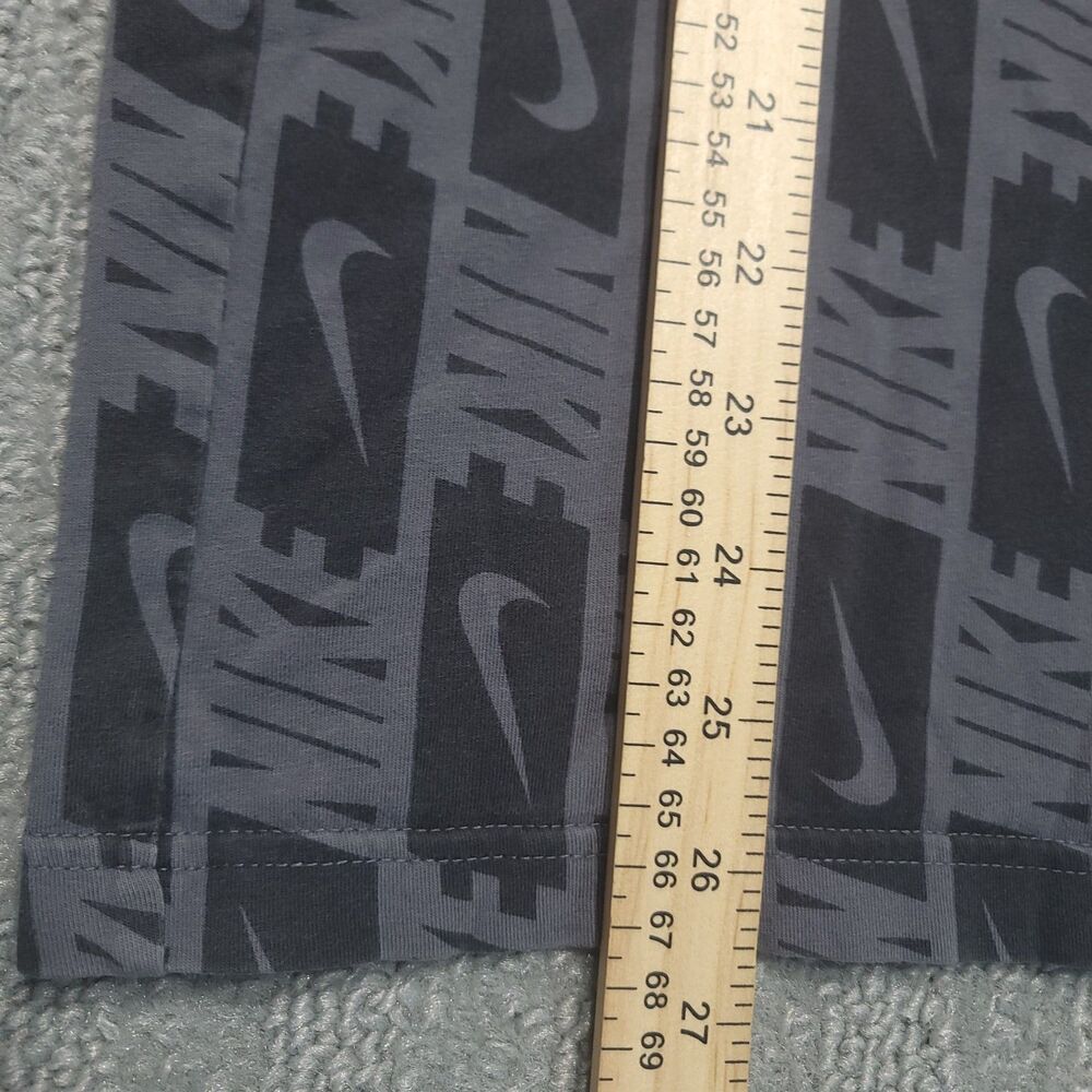 Nike T Shirt Mens L Short Sleeve Logo All Over Swoosh Gray Black Cotton - Picture 7 of 8